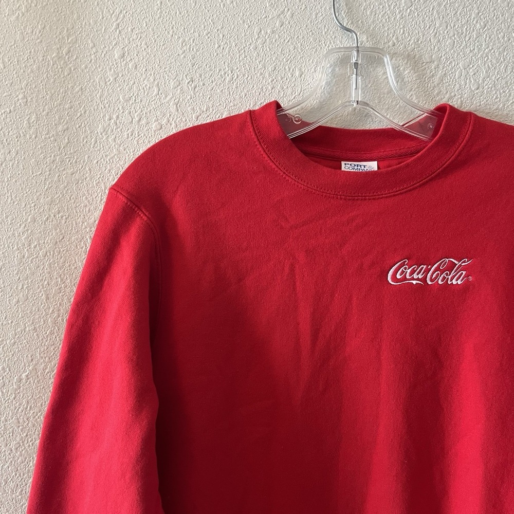 Coca Cola Sweatshirt Size Small Red Embroidered Crewneck Classic Coke Holiday - Picture 7 of 13